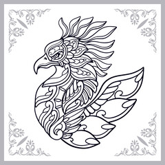 Phoenix bird zentangle arts isolated on white background