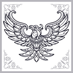 Phoenix bird zentangle arts isolated on white background