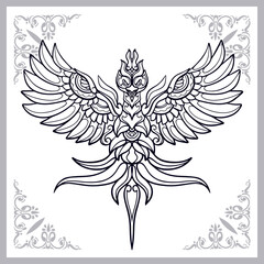 Phoenix bird zentangle arts isolated on white background