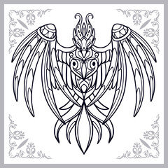 Phoenix bird zentangle arts isolated on white background