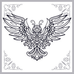 Phoenix bird zentangle arts isolated on white background