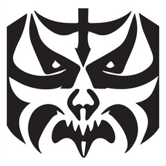 Evil Face Black and White Demon Devil