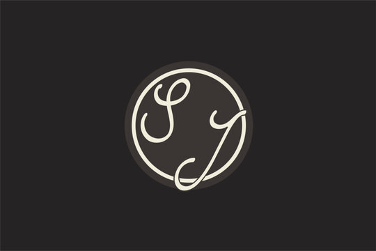 Initial letter SJ monogram logo with simple and creative cirle line design ideas