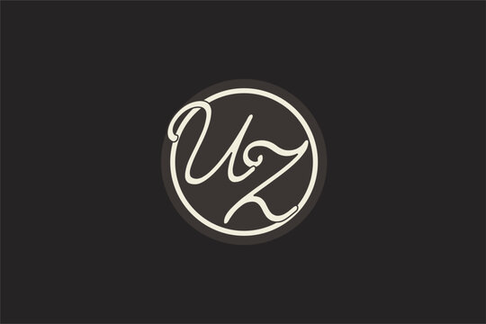 Initial letter UZ monogram logo with simple and creative cirle line design ideas
