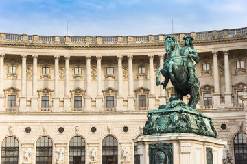 Fototapeta na wymiar Prince Eugene Statue on the Heldenplatz square in Vienna