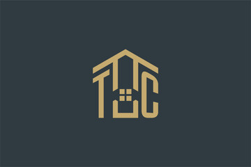 Initial TC logo with abstract house icon design, simple and elegant real estate logo design - obrazy, fototapety, plakaty