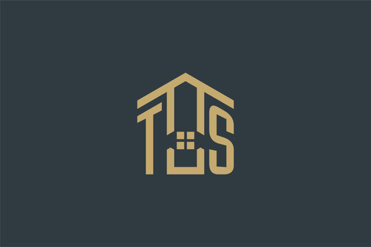 Initial TS logo with abstract house icon design, simple and elegant real estate logo design