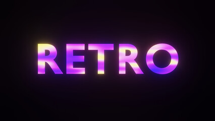 3d render of retro colored glowing text