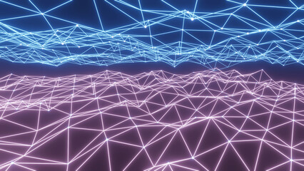 abstract glowing plexus  background, 3d render 