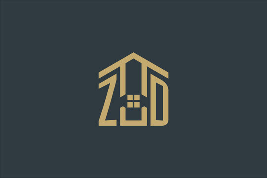 Initial ZD logo with abstract house icon design, simple and elegant real estate logo design