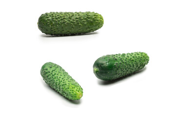 Fresh green cucomber isolated on white background.