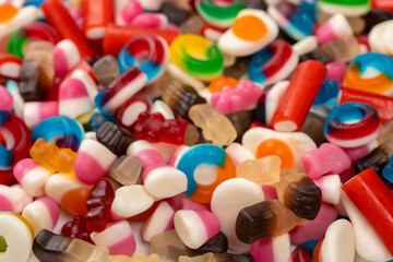Tasty mix of jelly colorful candies.