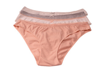 Women cotton panties isolated on white background.