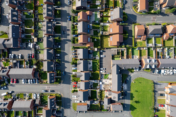 Aerial Houses Residential British England Drone Above View Summer Blue Sky Estate Agent 2022..
