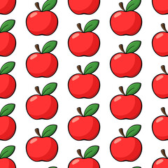 Apples vector seamless pattern. Red vector flat elements on white background. Best for textile, wallpapers, home decoration, wrapping paper, package and web design.