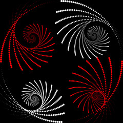 Dotted vector spiral pattern or texture. Dotted dot backgrounds with white red circles. Salute