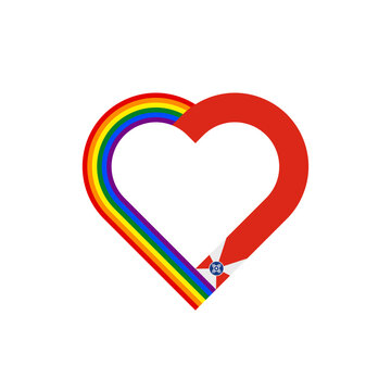 unity concept. heart ribbon icon of rainbow and wichita flags. vector illustration isolated on white background