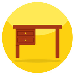 Flat rounded icon of drawer table 