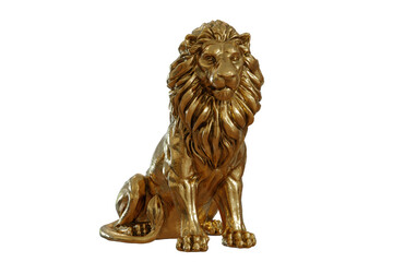 Golden lion isolated 3d rendering png © Roman