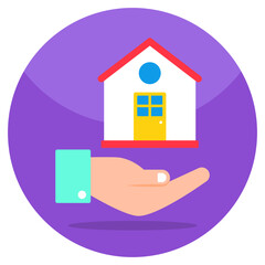 Conceptual flat design icon of home care