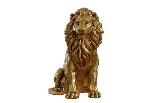 Golden lion isolated 3d rendering png