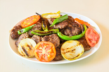 Meatball between bread (Turkish name : ekmek arasi kofte ) Izgara kofte. Manisa, Akcaabat, Akhisar  kofte