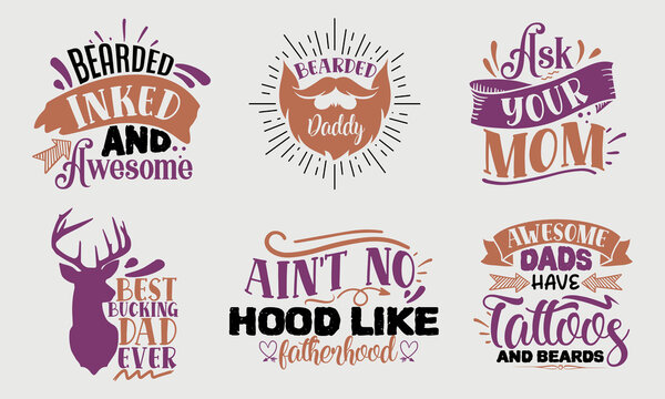 Bearded Daddy Tattoo Pack - Vector Illustration