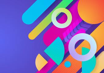 Modern colorful blue abstract geometric background. Tech with square, triangle, circle, and geometric shapes. Vector abstract graphic design banner pattern background template.