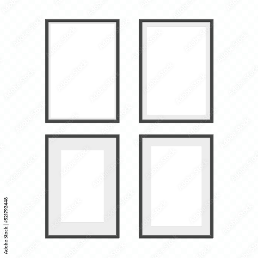 Aufkleber realistic photo frame set isolated on white background. black, blank picture frames for a4 image or 