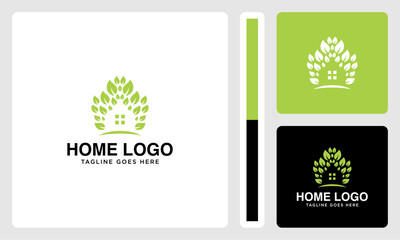 healthy home vector logo formed from leaves