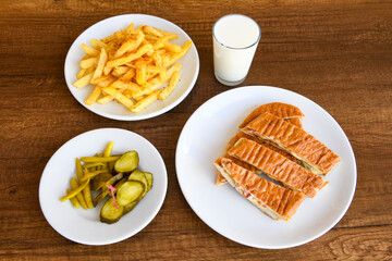 Turkish karisik atom  tost ( kasarli bazlama tost) . Flat baked bread toasted