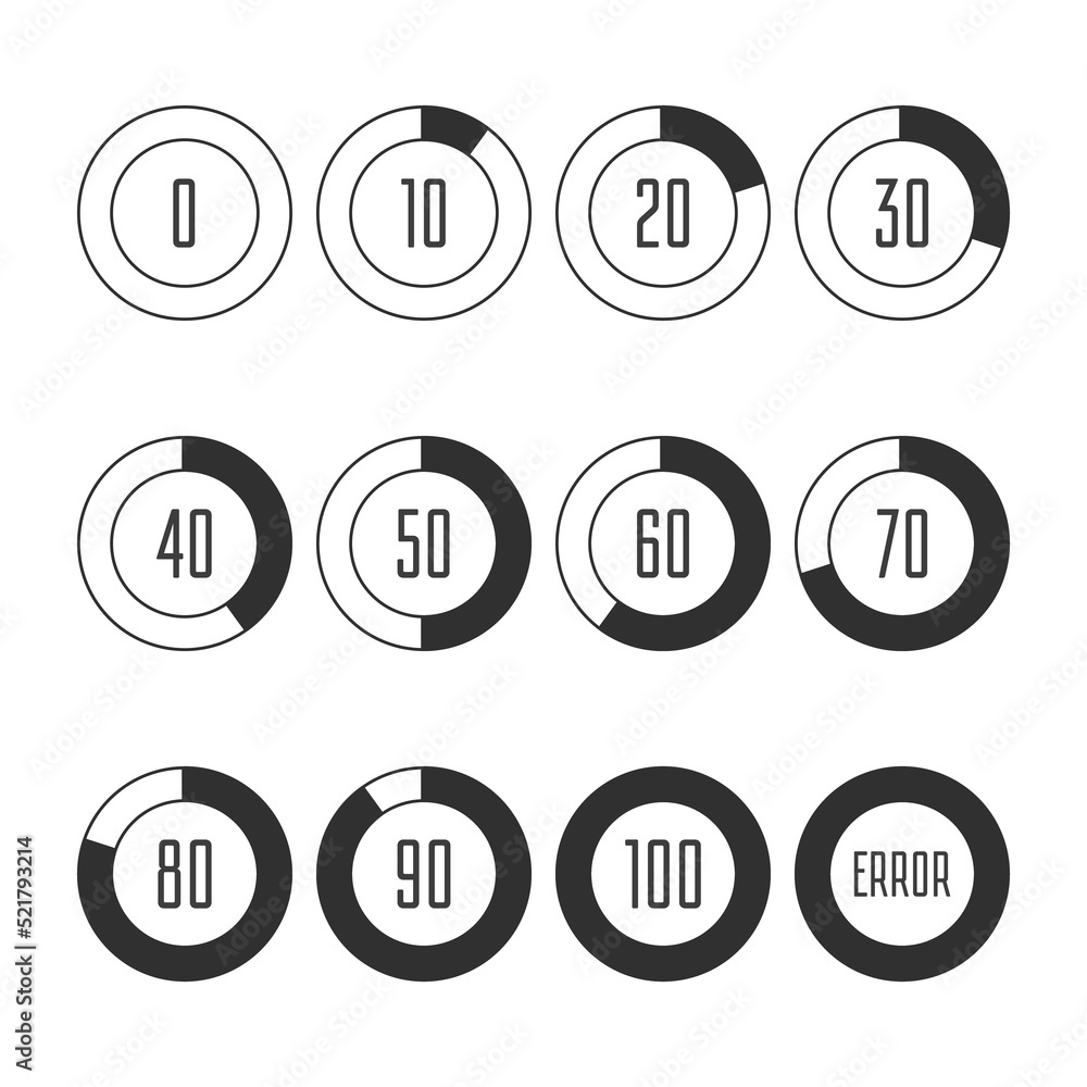 Aufkleber circle loading or progress bars isolated on white background. template graph pie chart with gradatio