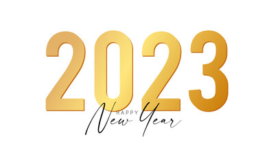 Happy 2023 New Year Elegant Christmas congratulation with gold text.