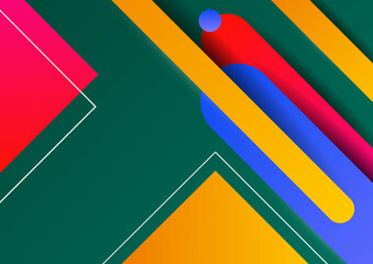 Artistic colorful frame with different elements over dark, vector abstract background art style bright shiny colors, geometric design.