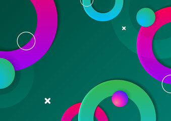 Artistic colorful frame with different elements over dark, vector abstract background art style bright shiny colors, geometric design.