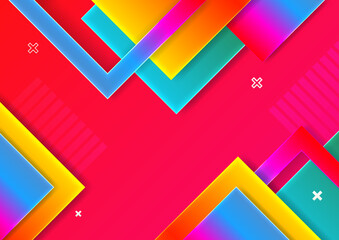 Artistic colorful frame with different elements over dark, vector abstract background art style bright shiny colors, geometric design.