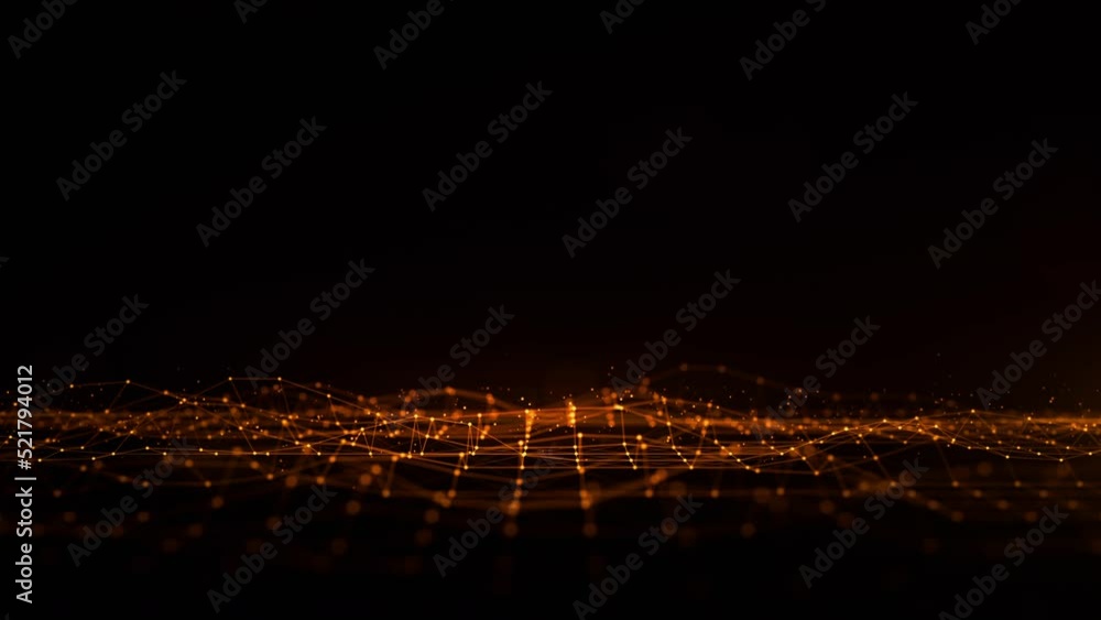 Poster digital cyberspace and particles wave flow, digital network and blockchain connections. technology d