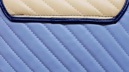 blue and yellow texture of leather handbag for background