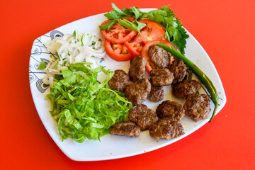 Meatball between bread (Turkish name : ekmek arasi kofte ) Izgara kofte. Manisa, Akcaabat, Akhisar  kofte