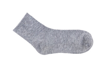 A gray sock isolated on white background, Clipping path Included.