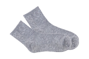 Gray socks isolated on white background, Clipping path Included.