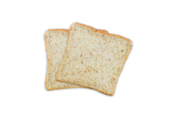 Whole wheat bread isolated on white background.