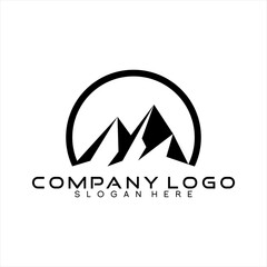 Obraz premium Vector logo design of iceberg silhouette with half circle.