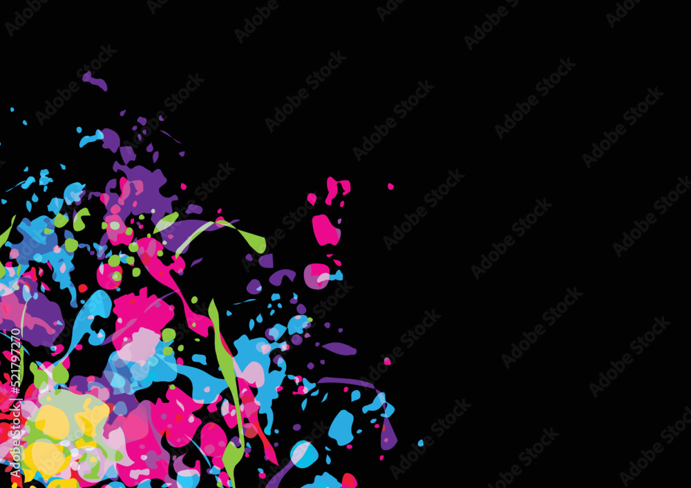 Poster abstract vector splatter color on black color background design. illustration vector design.