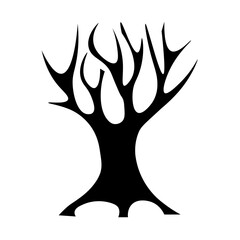Silhouette tree without leaves vector