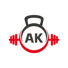 Letter AK Fitness Gym Logo Concept. Fitness Logo Symbol Vector Template
