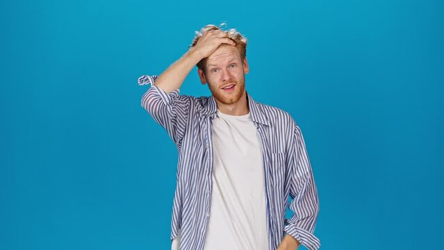 Redhead man shows emotion of disappointment at audition