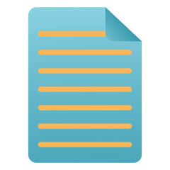 Flat illustration of paper document. Isolated element. 