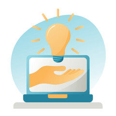 Flat illustration about creative brainstorm and making new ideas.
