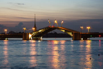 View on Neva river and Palace bridge in Saint Petersburg